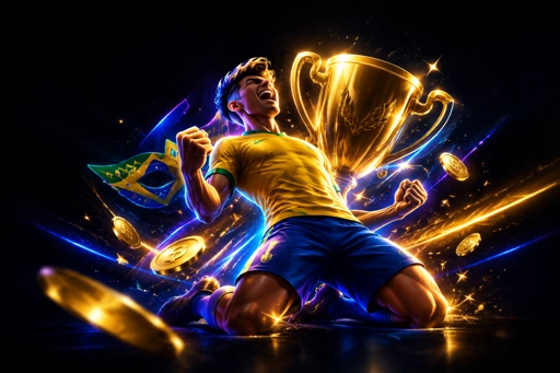 Estádio iluminado com placar eletrônico durante partida de futebol à noite