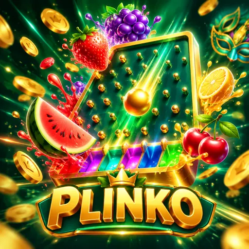Cartão do jogo Plinko com bolinha caindo entre os pinos da grade